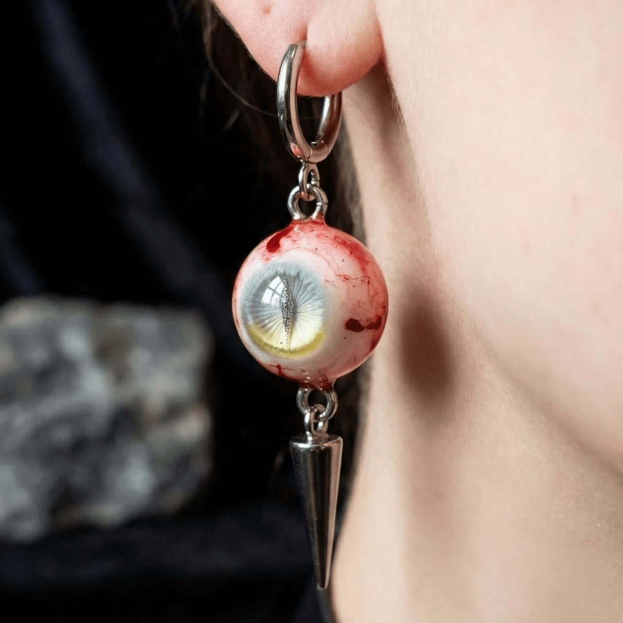 Abyssal Spiral: Slit Pupil Eyeball Earring — Lovecraftian