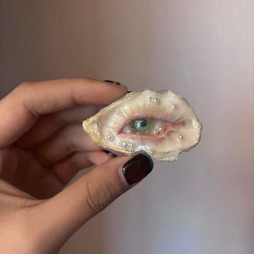 The Watching Shell – Artisan Shell Eye Brooch in Gothic Ocean Style - Awhisker