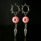 Sweet Like A Peach - Pink Gothic Spiked Eyeball Earrings - Awhisker