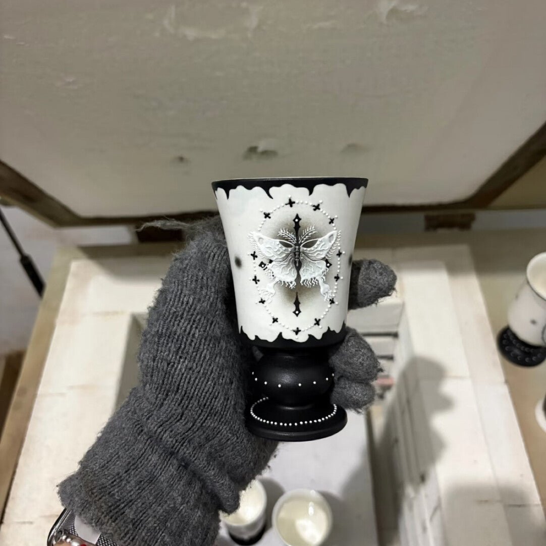 White Moth Skeleton Goblet Gothic Style - Awhisker