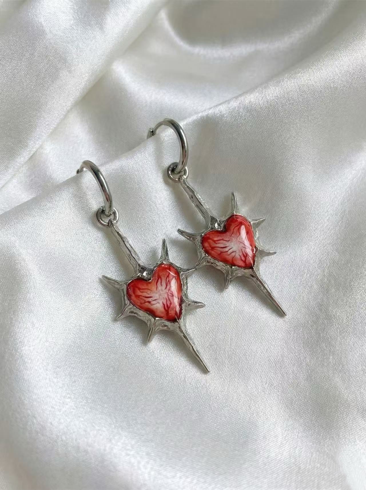 Even My Heart Wears Armor – Gothic Eye Spike Earrings - Awhisker