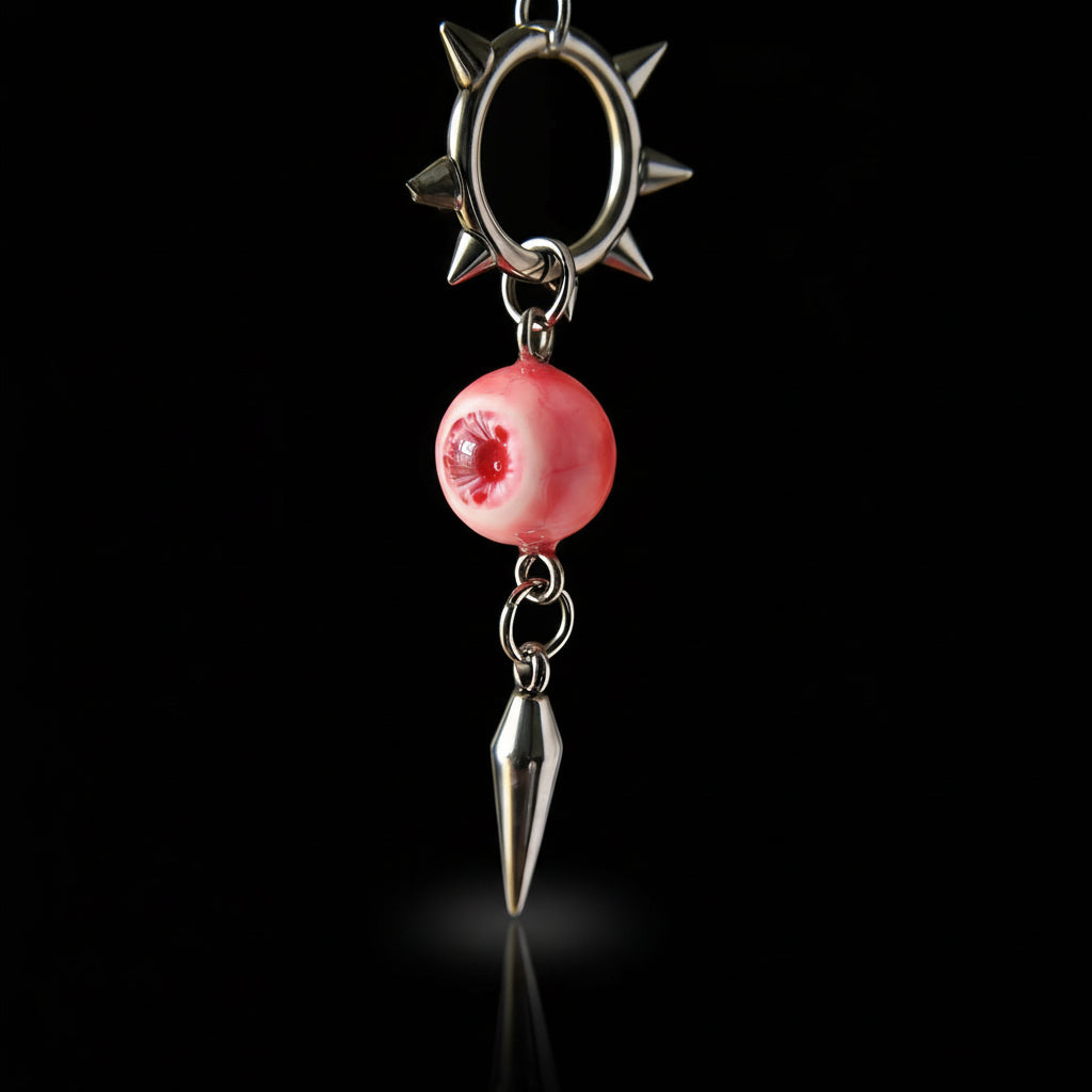 Sweet Like A Peach - Pink Gothic Spiked Eyeball Earrings - Awhisker
