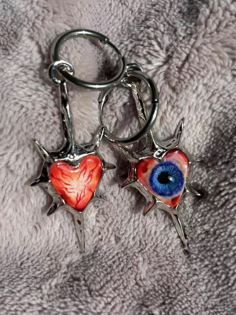 Even My Heart Wears Armor – Gothic Eye Spike Earrings - Awhisker