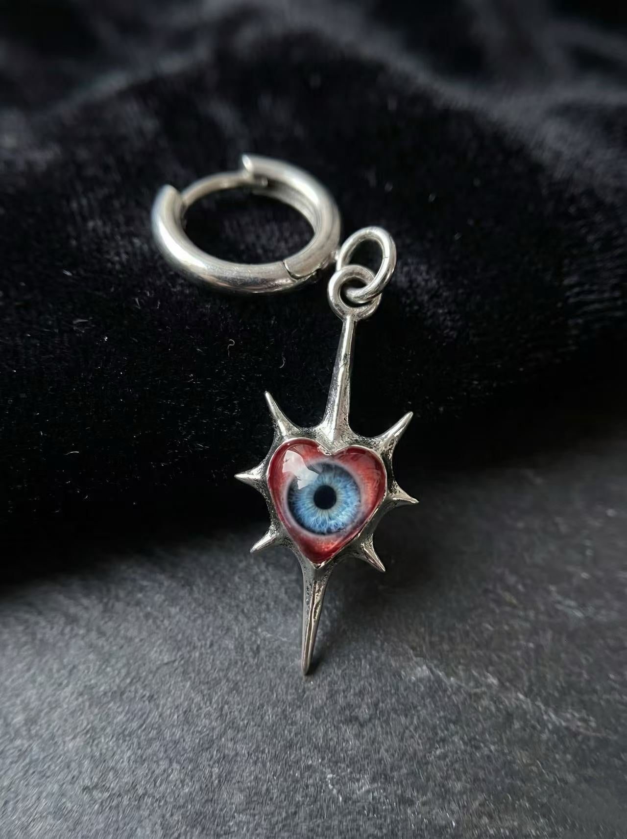 Even My Heart Wears Armor – Gothic Eye Spike Earrings - Awhisker