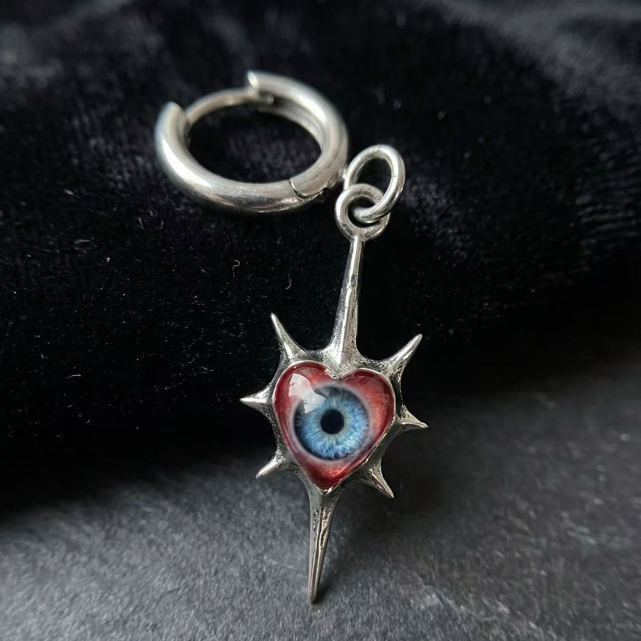 Even My Heart Wears Armor – Gothic Eye Spike Earrings - Awhisker
