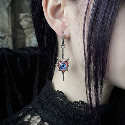 Even My Heart Wears Armor – Gothic Eye Spike Earrings - Awhisker