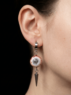Heaven’s Mercy — Blue - Grey Eyeball Drop Earrings with Cross Pupil & Spike - Awhisker