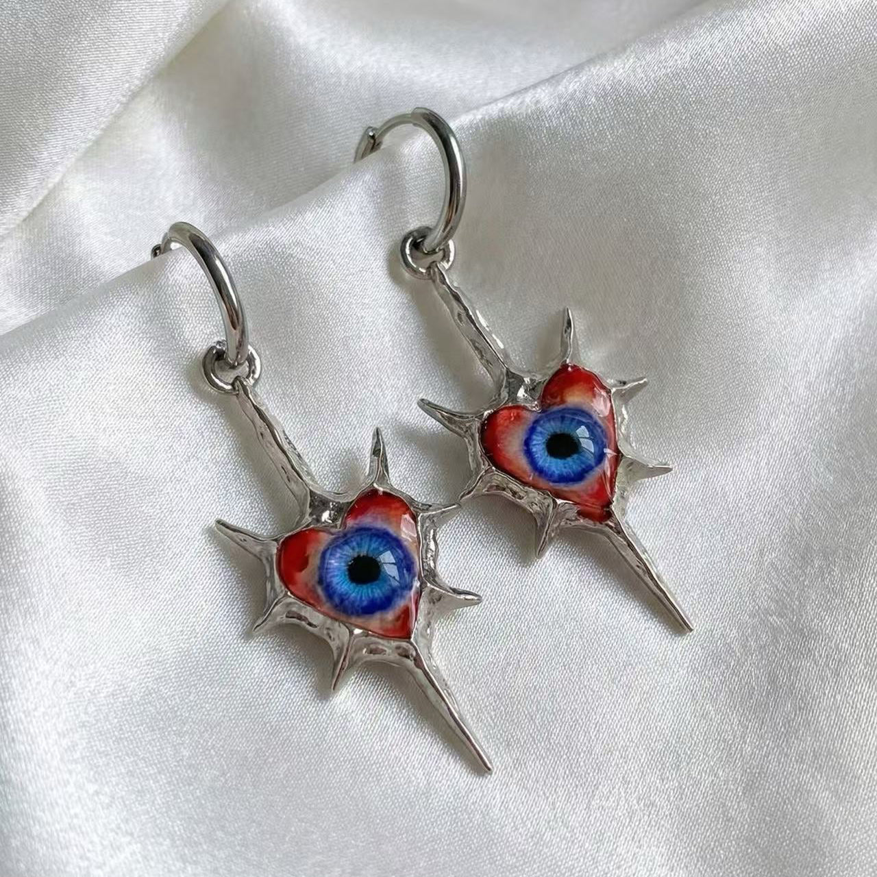 Even My Heart Wears Armor – Gothic Eye Spike Earrings - Awhisker