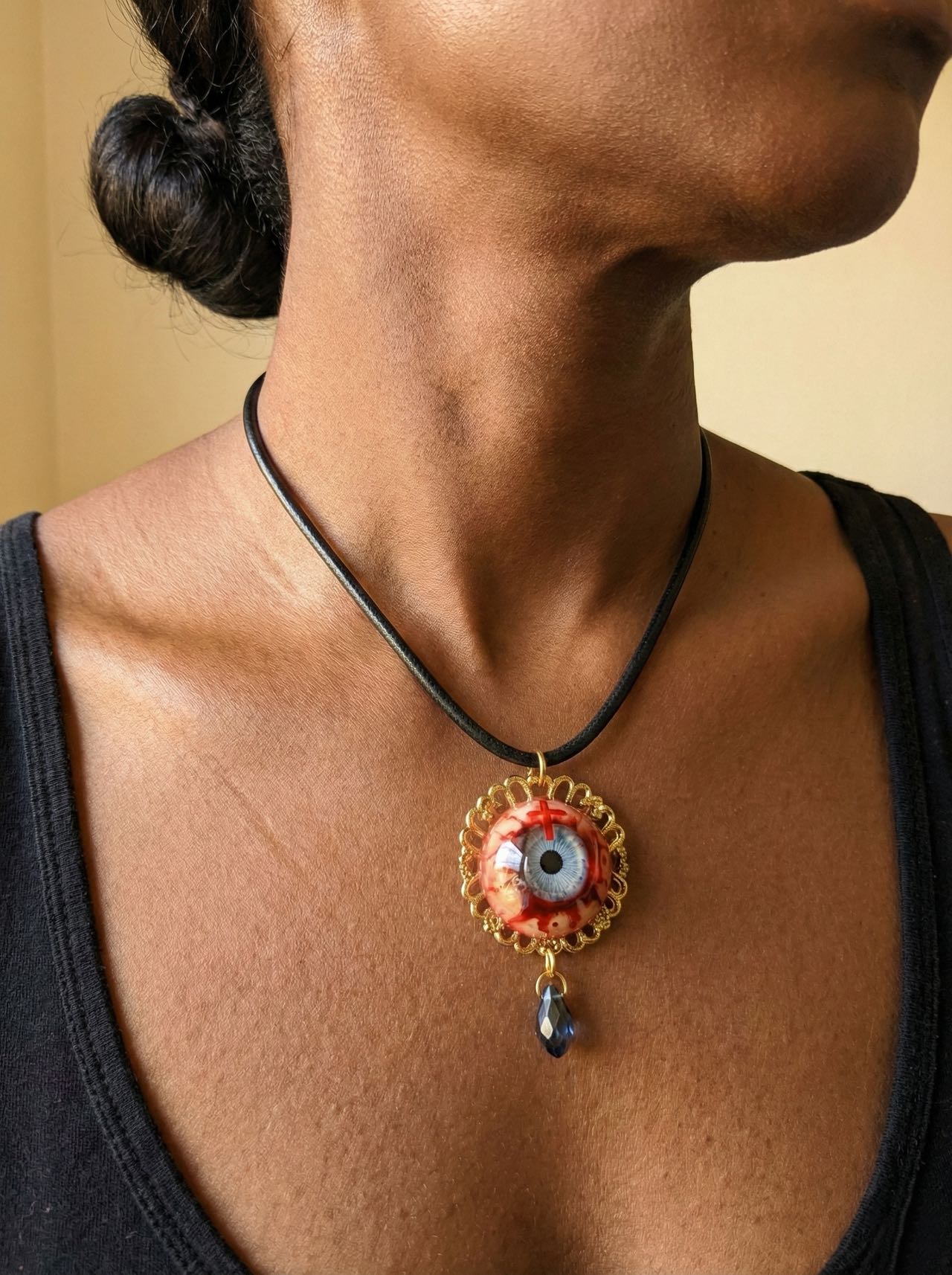 The Apostle’s Crimson Tear – Handmade Eyeball Pendant Necklace - Awhisker