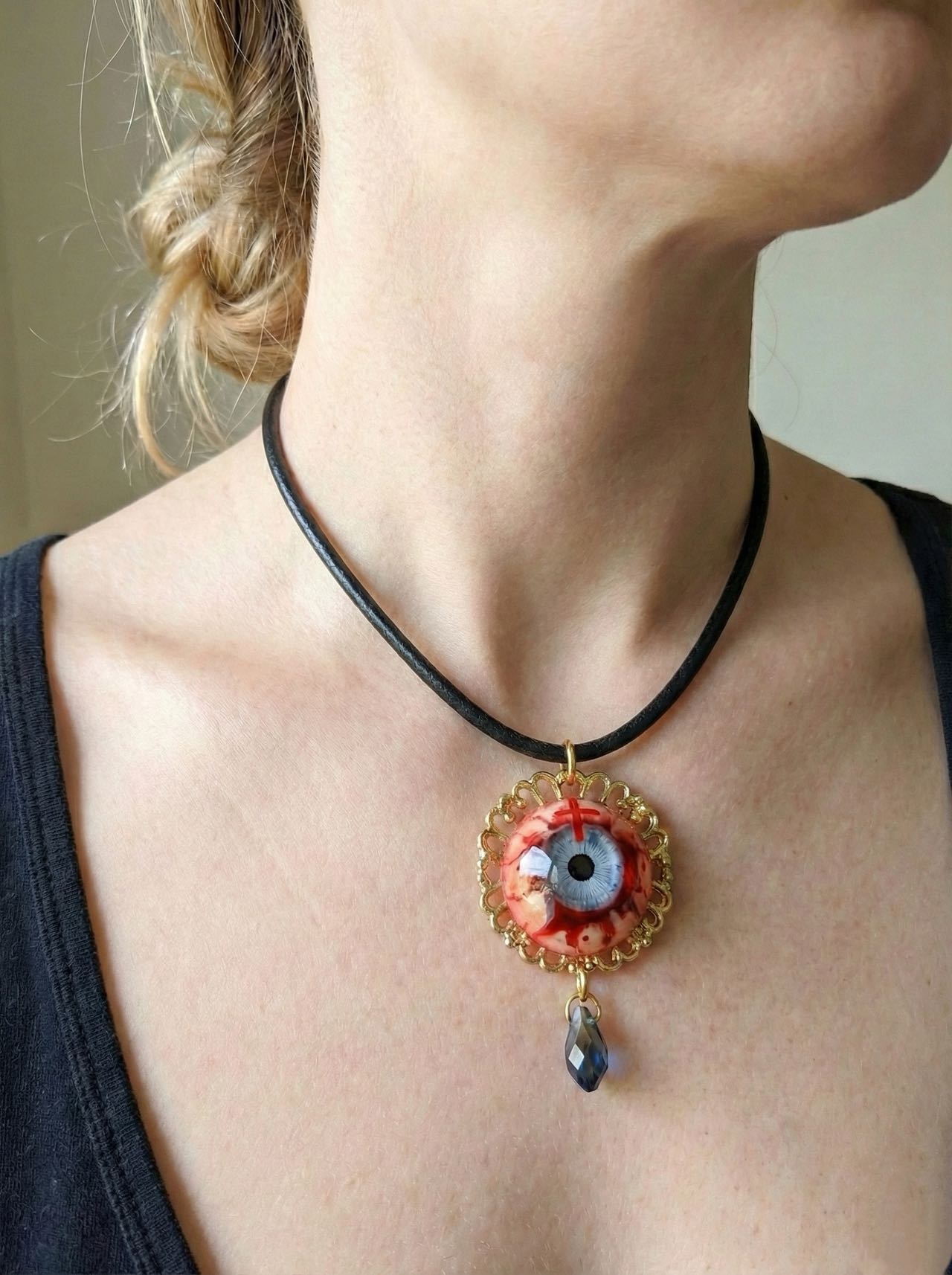 The Apostle’s Crimson Tear – Handmade Eyeball Pendant Necklace - Awhisker