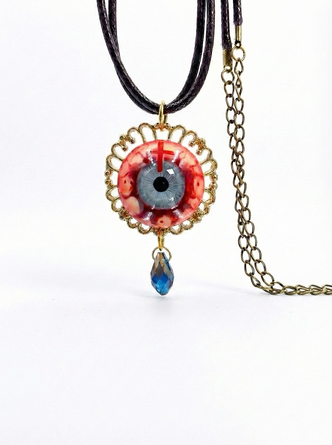 The Apostle’s Crimson Tear – Handmade Eyeball Pendant Necklace - Awhisker