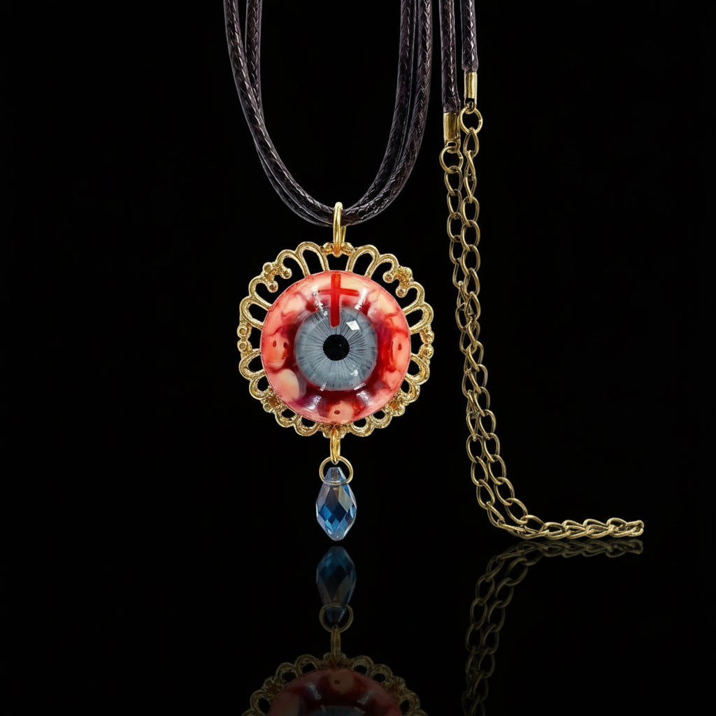 The Apostle’s Crimson Tear – Handmade Eyeball Pendant Necklace - Awhisker