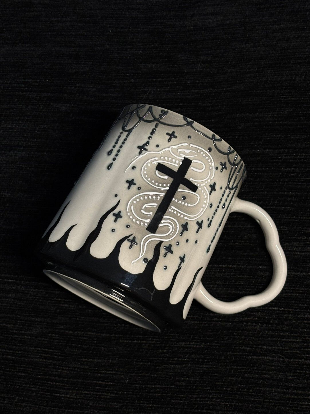Gothic Cross Ceramic Mug – Dark Medieval Style Coffee Cup - Awhisker