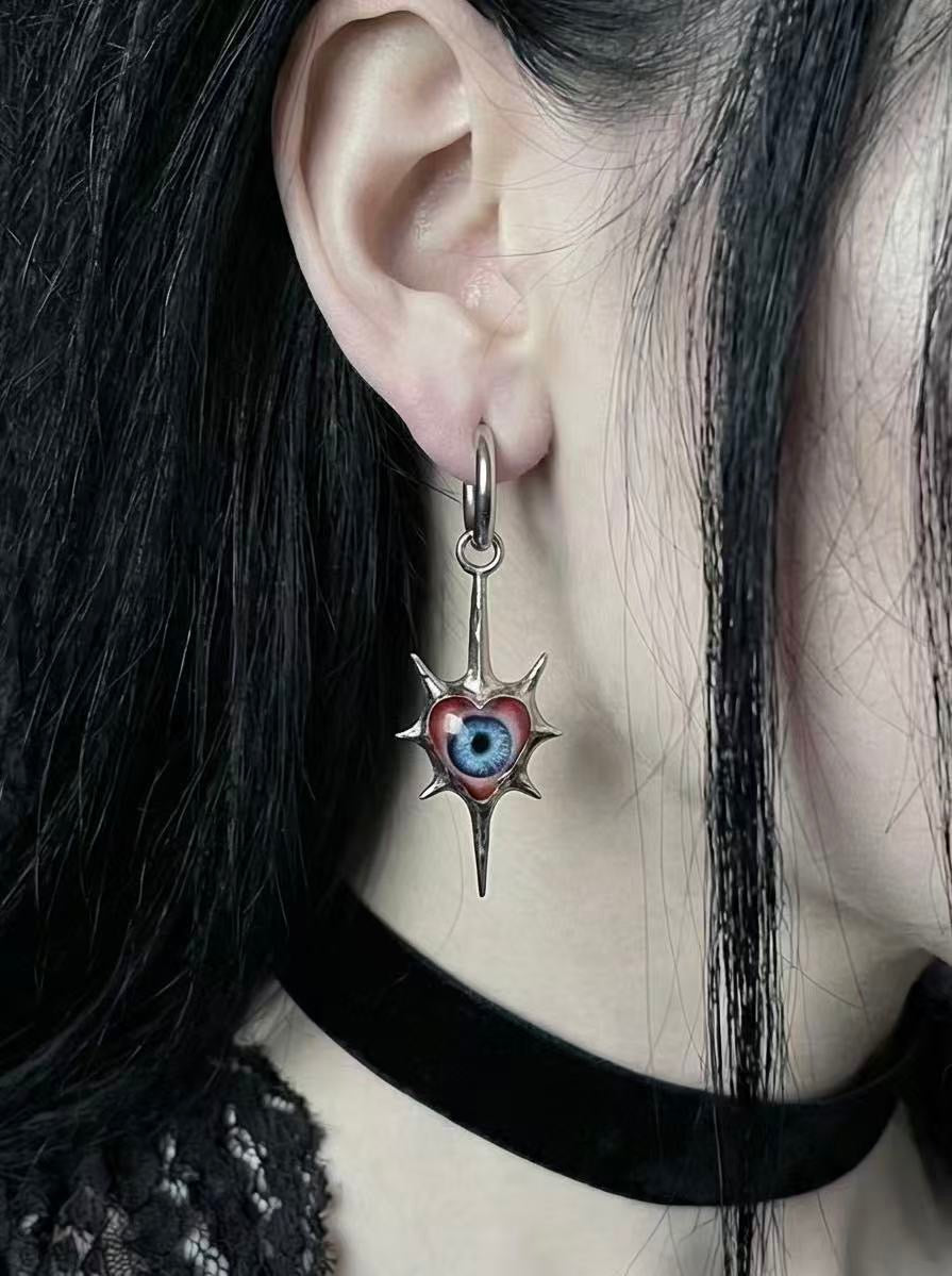 Even My Heart Wears Armor – Gothic Eye Spike Earrings - Awhisker