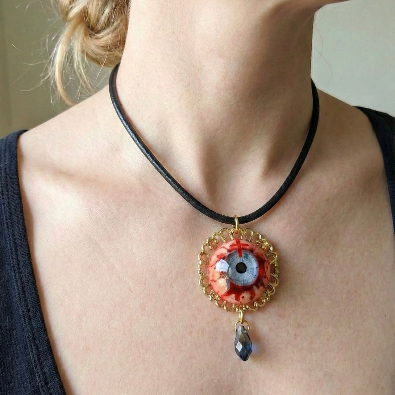 The Apostle’s Crimson Tear – Handmade Eyeball Pendant Necklace - Awhisker