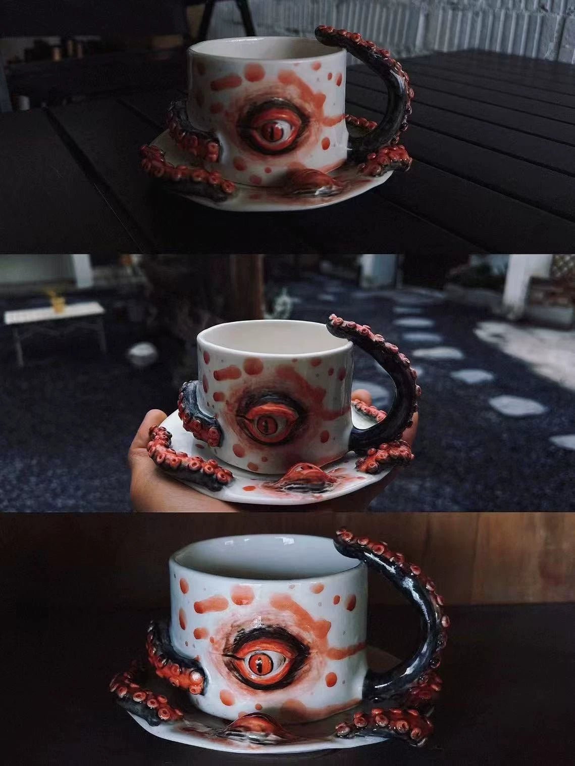 Cthulhu Style Handmade ceramic Cup Set - Awhisker