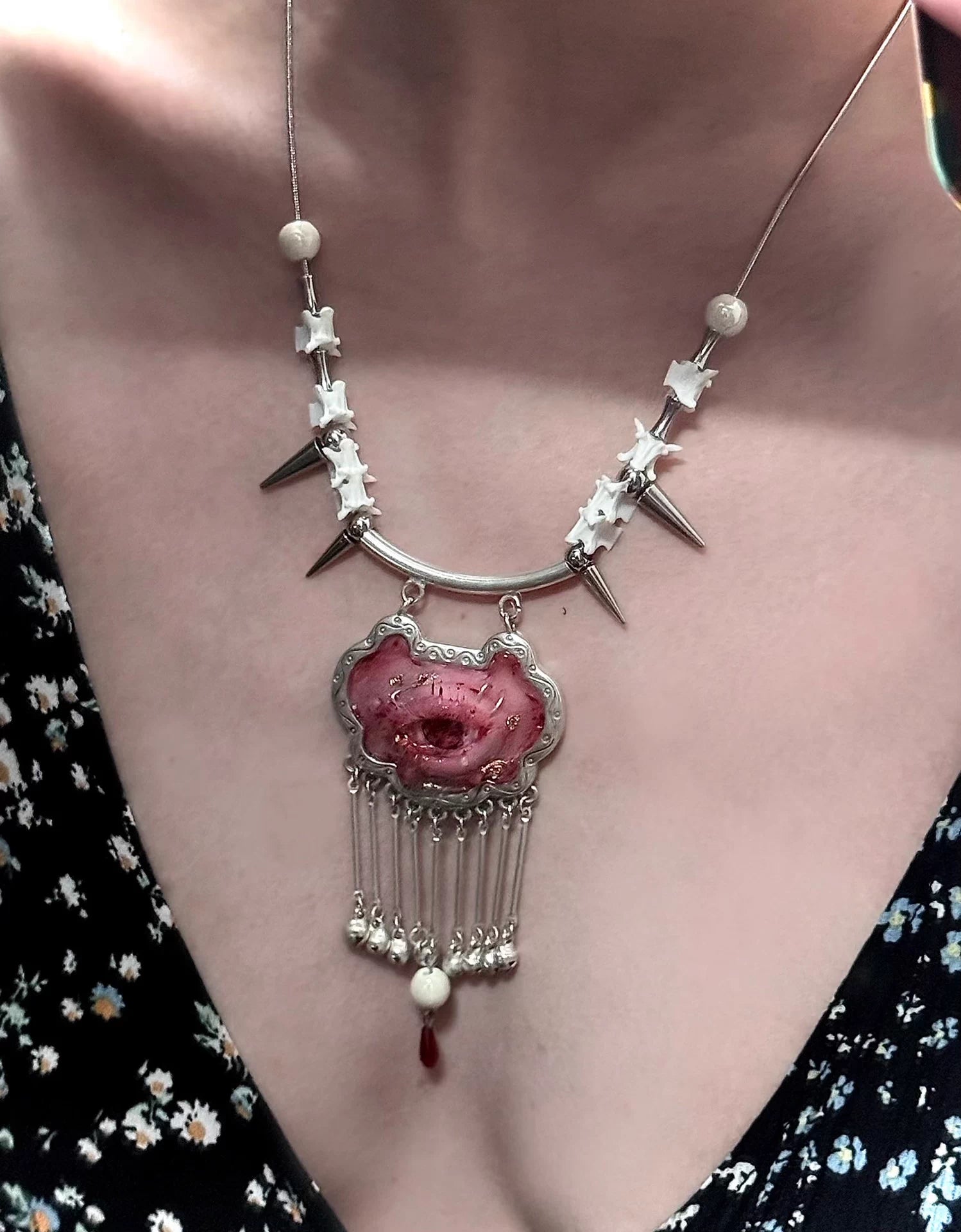 Thornbound Rose | Original Weirdcore Dark Aesthetic Handmade Necklace - Awhisker