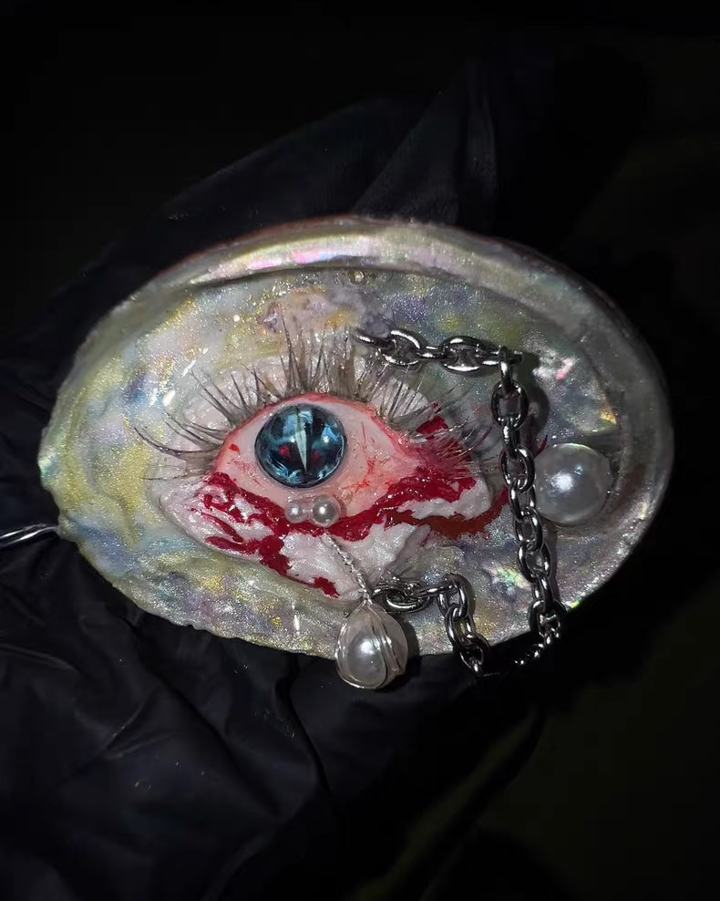 Oops, That's Caught My Lower Eyelid - Handmade Shell Decor Pledge