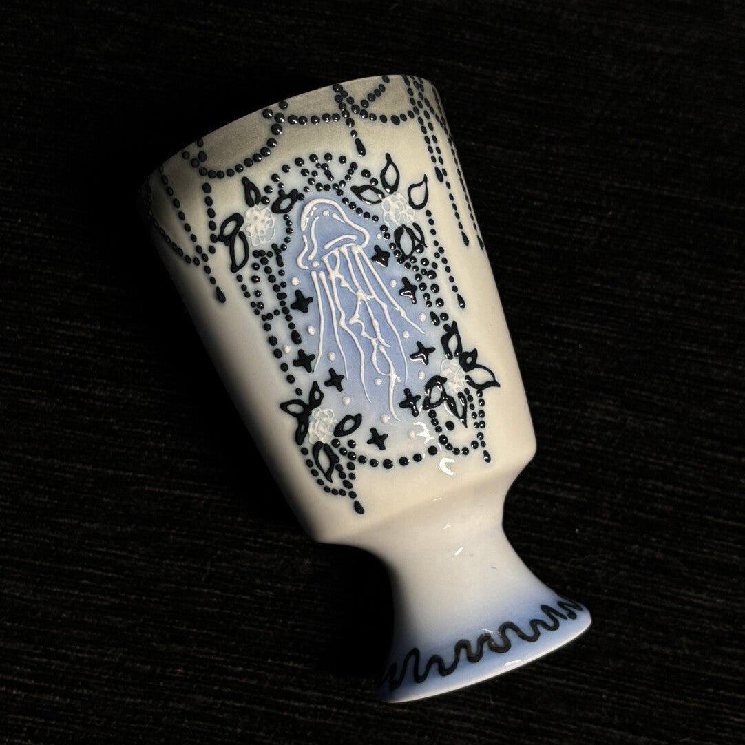 Vintage Jellyfish Ceramic Goblet – Artistic Fantasy Cup - Awhisker