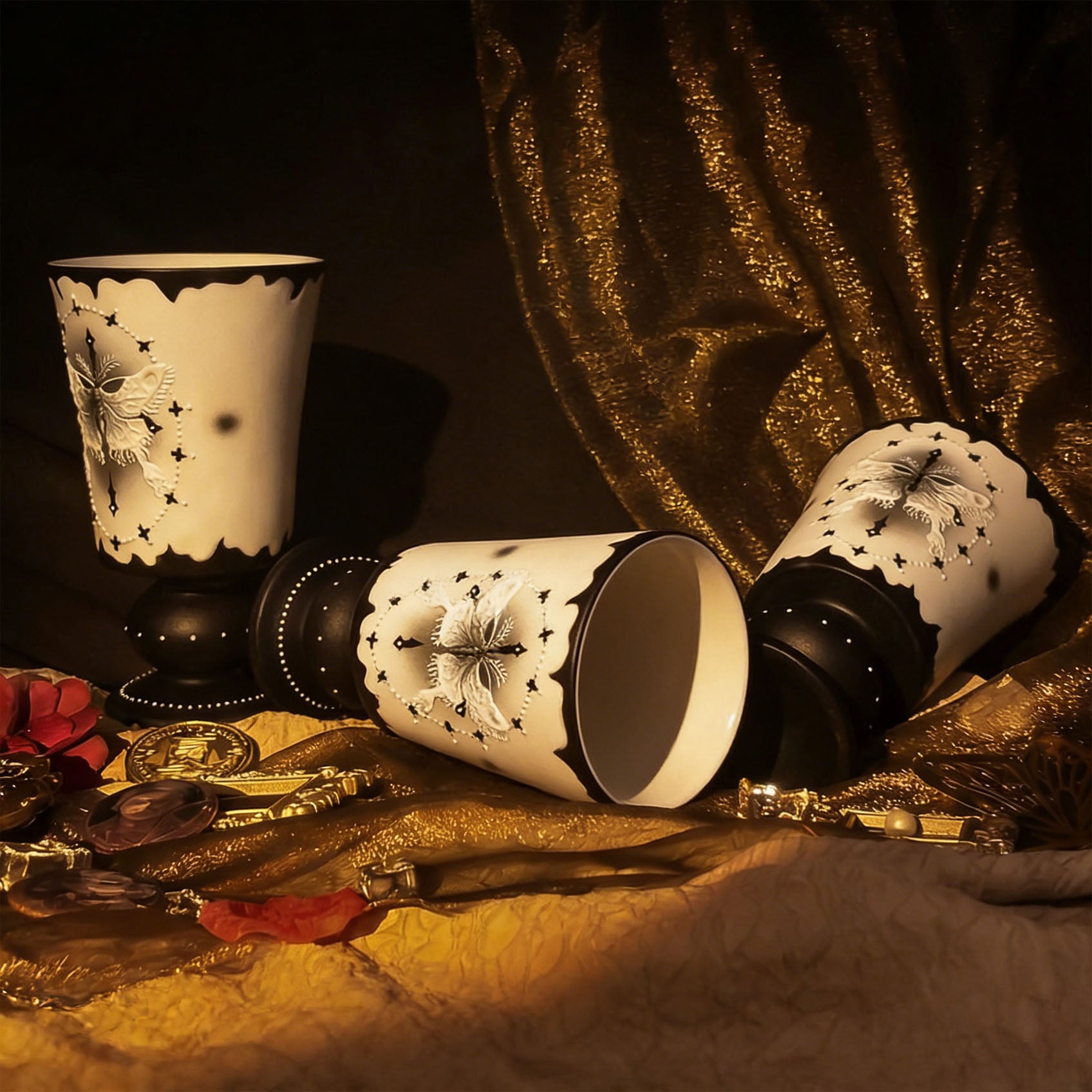 White Moth Skeleton Goblet Gothic Style - Awhisker