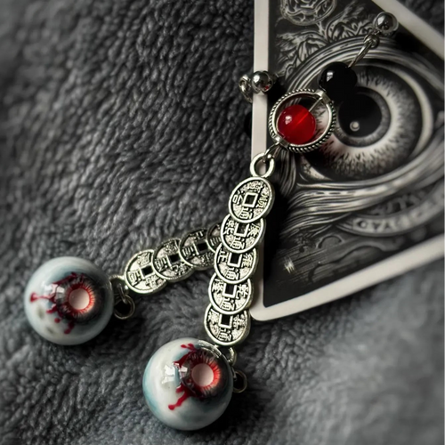 Blood-Bound Coin — Necrotic Zombie Eye Drop Stud Earring - Awhisker