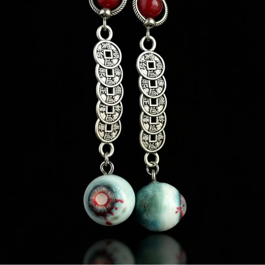Blood-Bound Coin — Necrotic Zombie Eye Drop Stud Earring - Awhisker