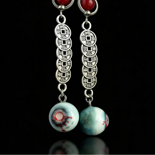 Blood-Bound Coin — Necrotic Zombie Eye Drop Stud Earring - Awhisker