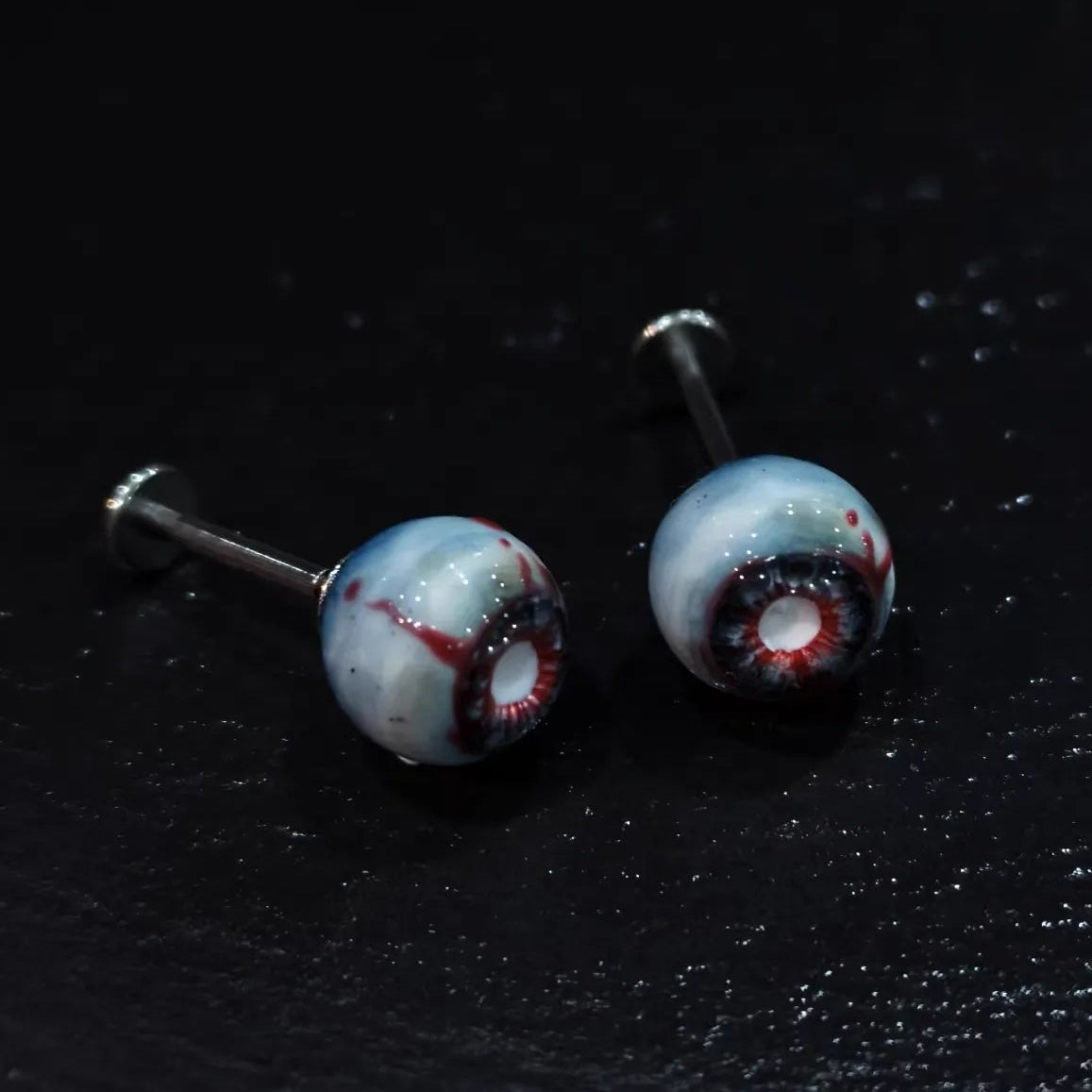 Cinnabar Eye — Necrotic Bloodshot Resin Cartilage Stud Earring - Awhisker