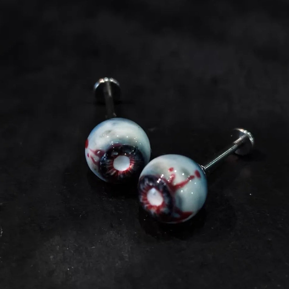 Cinnabar Eye — Necrotic Bloodshot Resin Cartilage Stud Earring - Awhisker