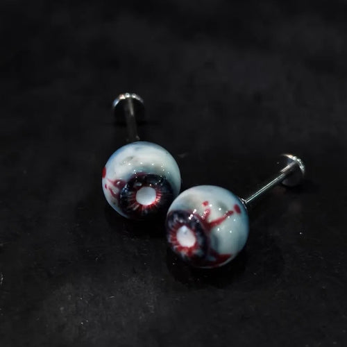 Cinnabar Eye — Necrotic Bloodshot Resin Cartilage Stud Earring - Awhisker