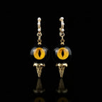Cthulhu Feline Gaze — Obsidian Cat Eye Abyssal Spike Earring - Awhisker