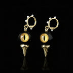 Cthulhu Feline Gaze — Obsidian Cat Eye Abyssal Spike Earring - Awhisker