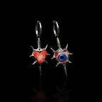Even My Heart Wears Armor — Gothic Spike Eyeball Heart Drop Earring - Awhisker