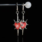 Even My Heart Wears Armor — Gothic Spike Eyeball Heart Drop Earring - Awhisker