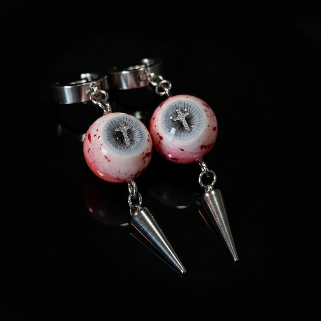 Heaven's Mercy — Cross-Etched Eyeball Spike Drop Earring - Awhisker