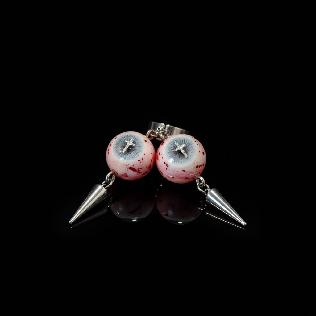 Heaven's Mercy — Cross-Etched Eyeball Spike Drop Earring - Awhisker