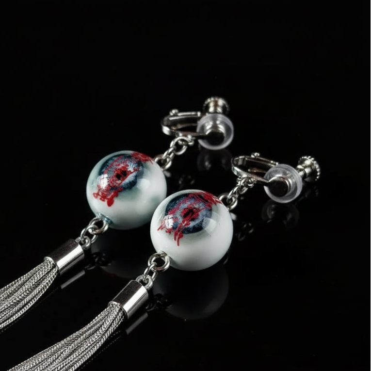 Necrotic Seal — Stygian Eyeball Crimson Talisman Earring - Awhisker