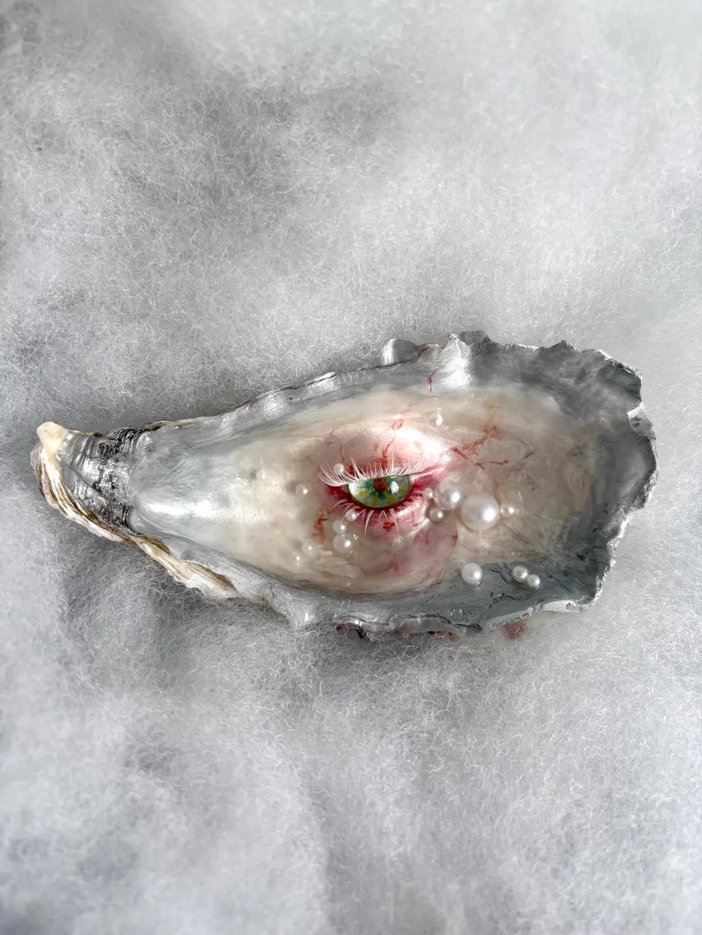 Oyster Iris — Artisan-Crafted Oyster Shell Eye Sculpture, Oceanic Dark Art - Awhisker
