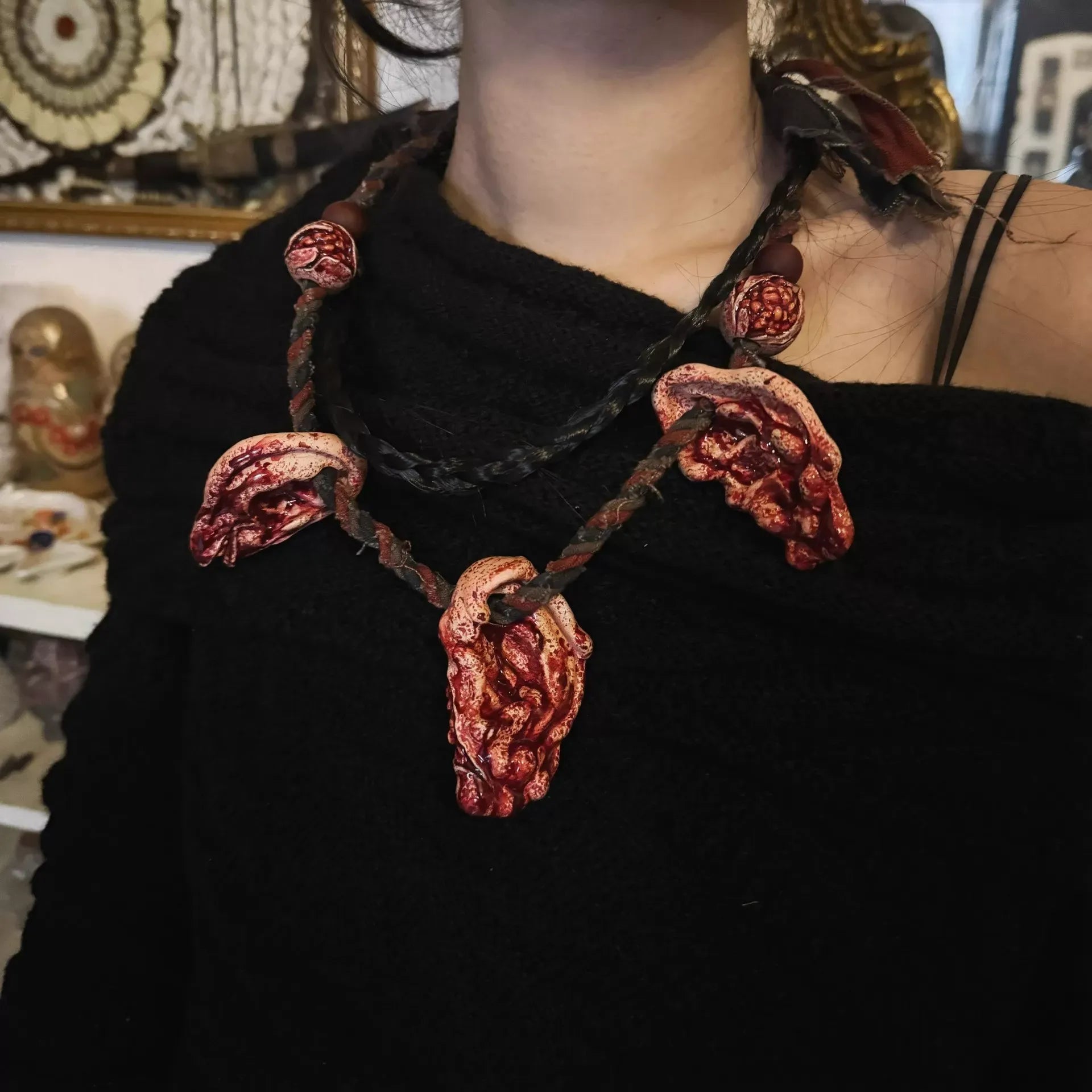 The Severed Auricle — Artisan-Sculpted Faux Ear Relic Necklace - Awhisker