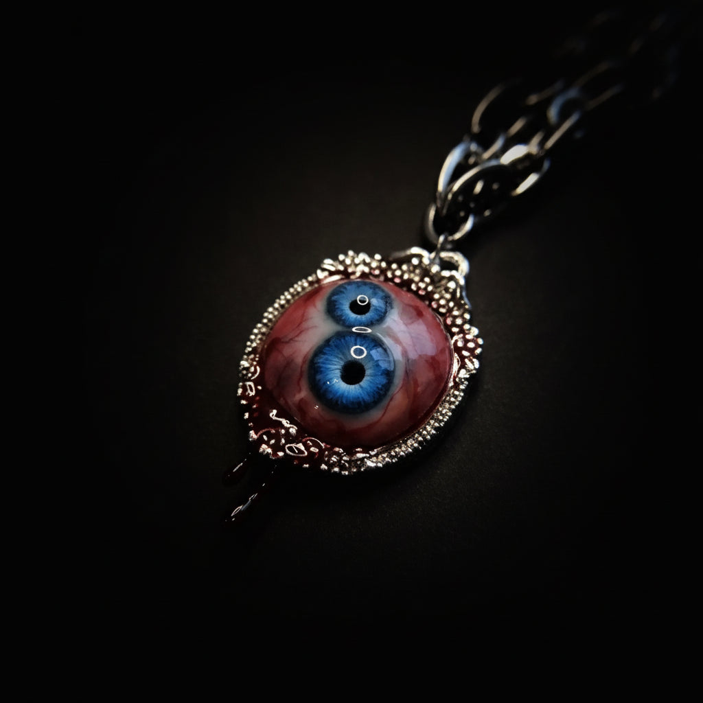 The Twin Abyss Sentinel — Dual Blue Eyeball Relic Pendant Necklace - Awhisker