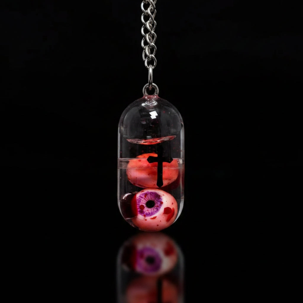 Twin Specimen — Dual Eyeball Capsule Pendant Necklace - Awhisker