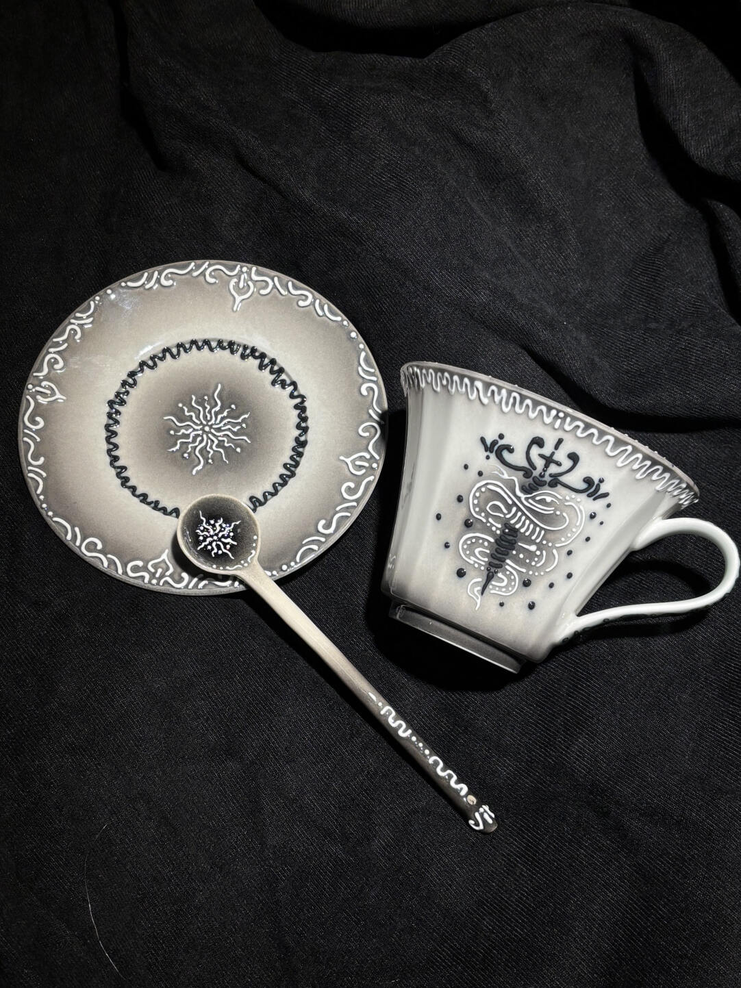 Wand & Serpent | Embossed Shadow Ritual Coffee Cup Set - Awhisker