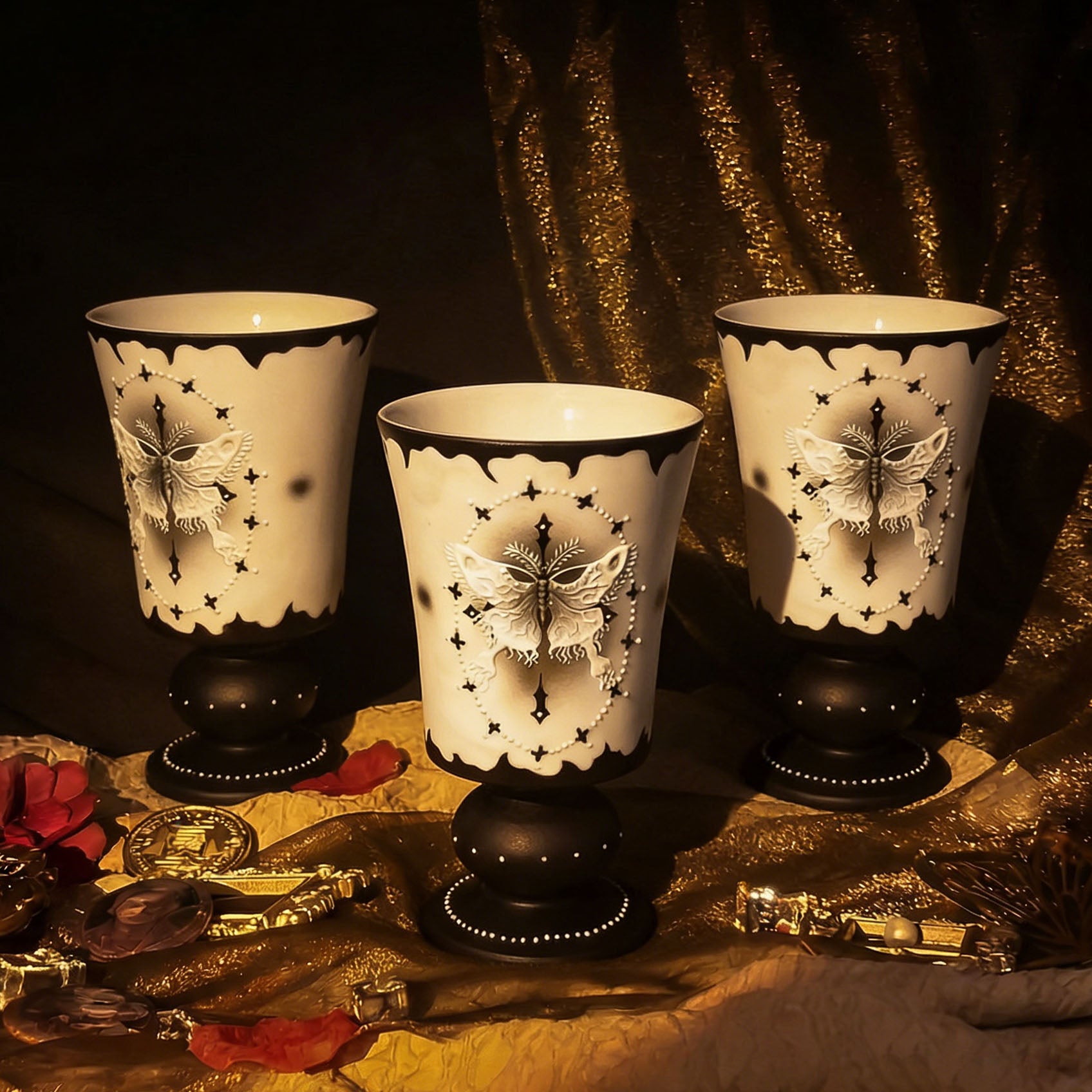 White Moth Skeleton Goblet Gothic Style - Awhisker