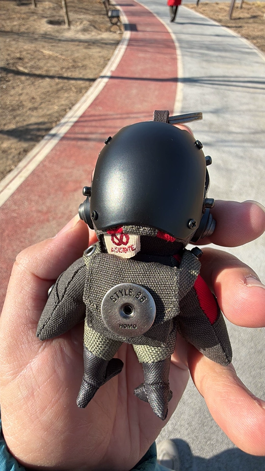 Handmade Bird Pilot Dark Version detail — handcrafted fabric texture and Q-mode design, artisan toy — Awhisker