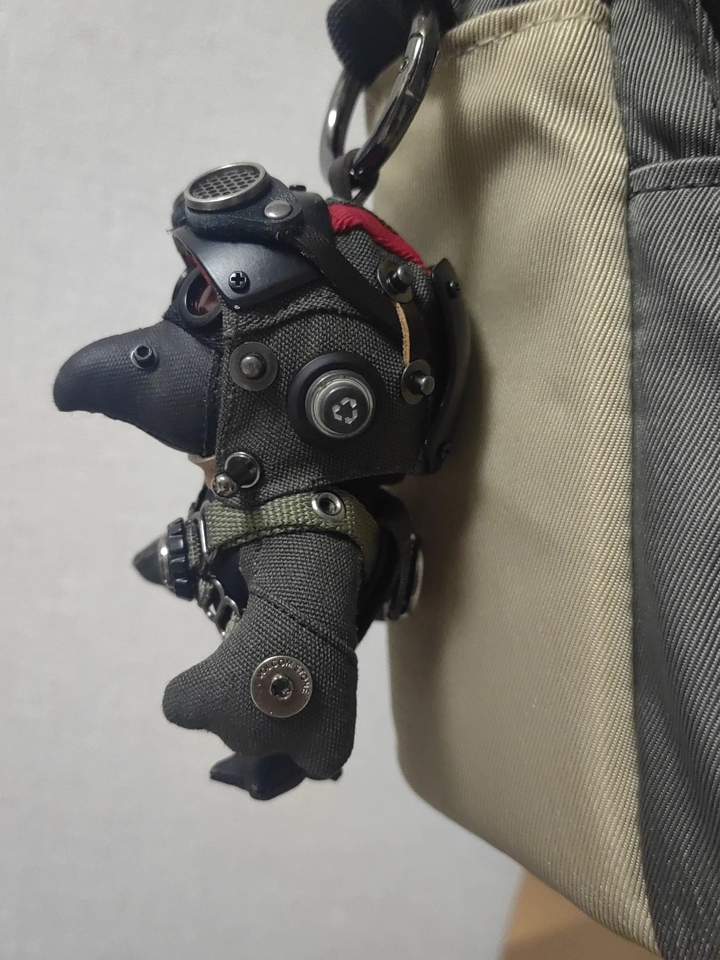 Handmade Bird Pilot Dark Version size reference — bird plush next to ruler, collectible toy size guide — Awhisker